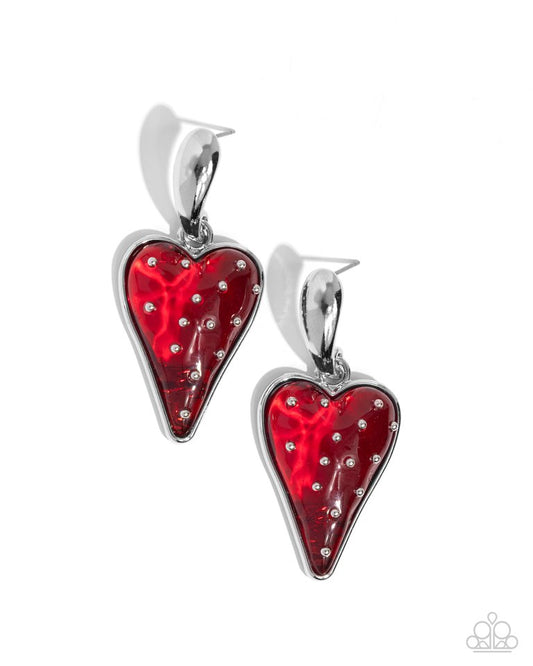 Glossy Goodwill - Red - Paparazzi Earring Image