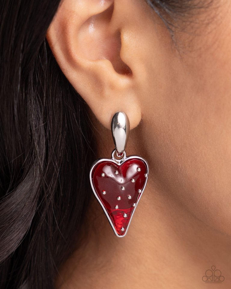 Glossy Goodwill - Red - Paparazzi Earring Image