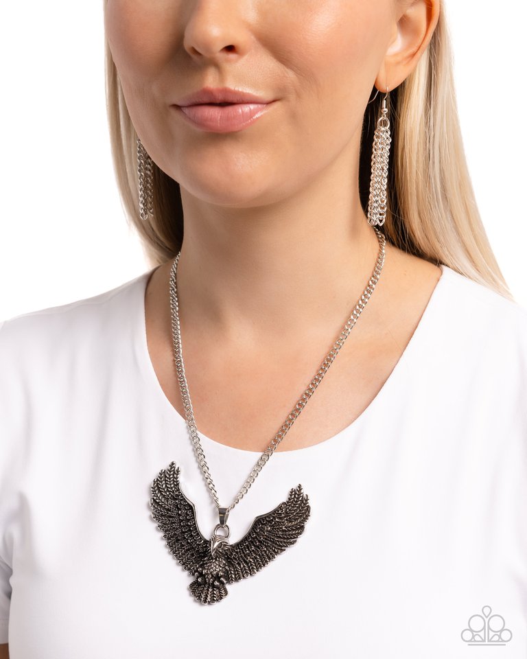 Edgy Eagle - Silver - Paparazzi Necklace Image