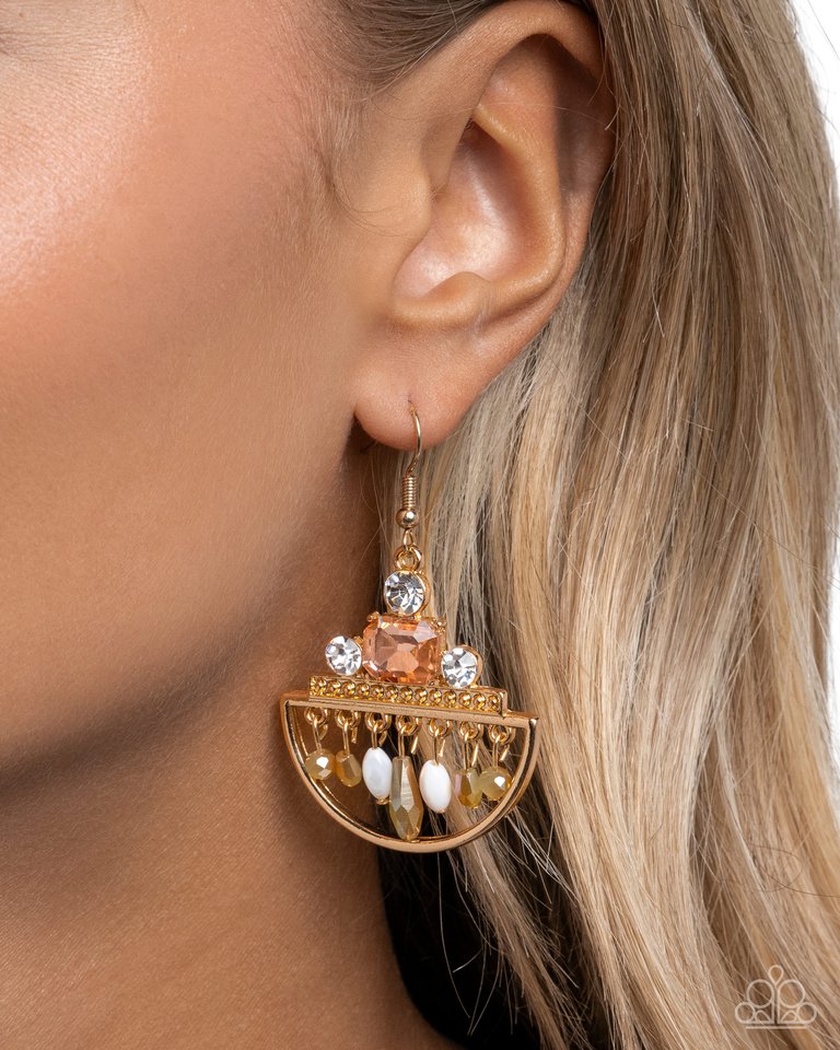 Metropolitan Majesty - Gold - Paparazzi Earring Image