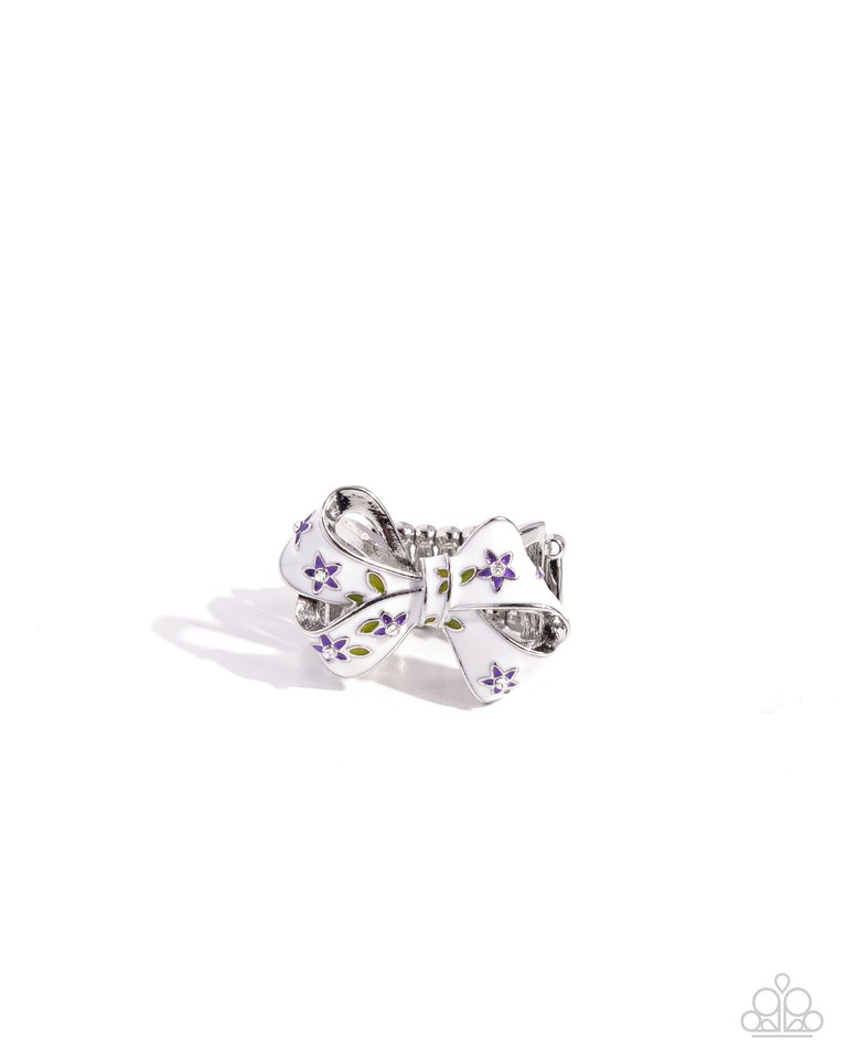 BOW Caution to the Wind - Purple - Paparazzi Ring Image