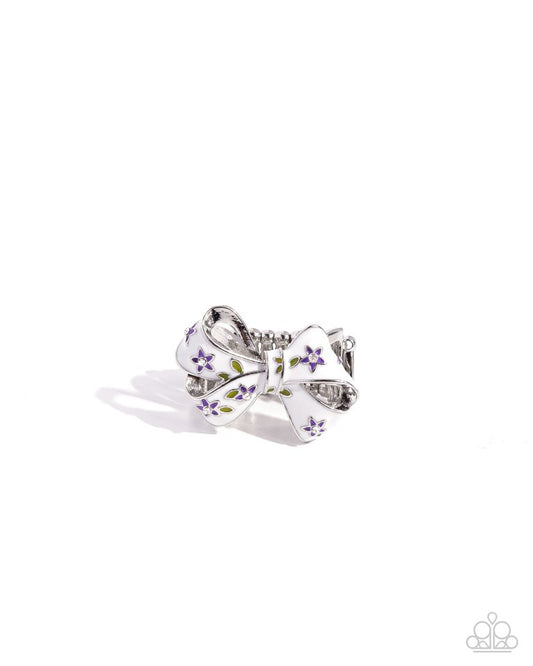 BOW Caution to the Wind - Purple - Paparazzi Ring Image