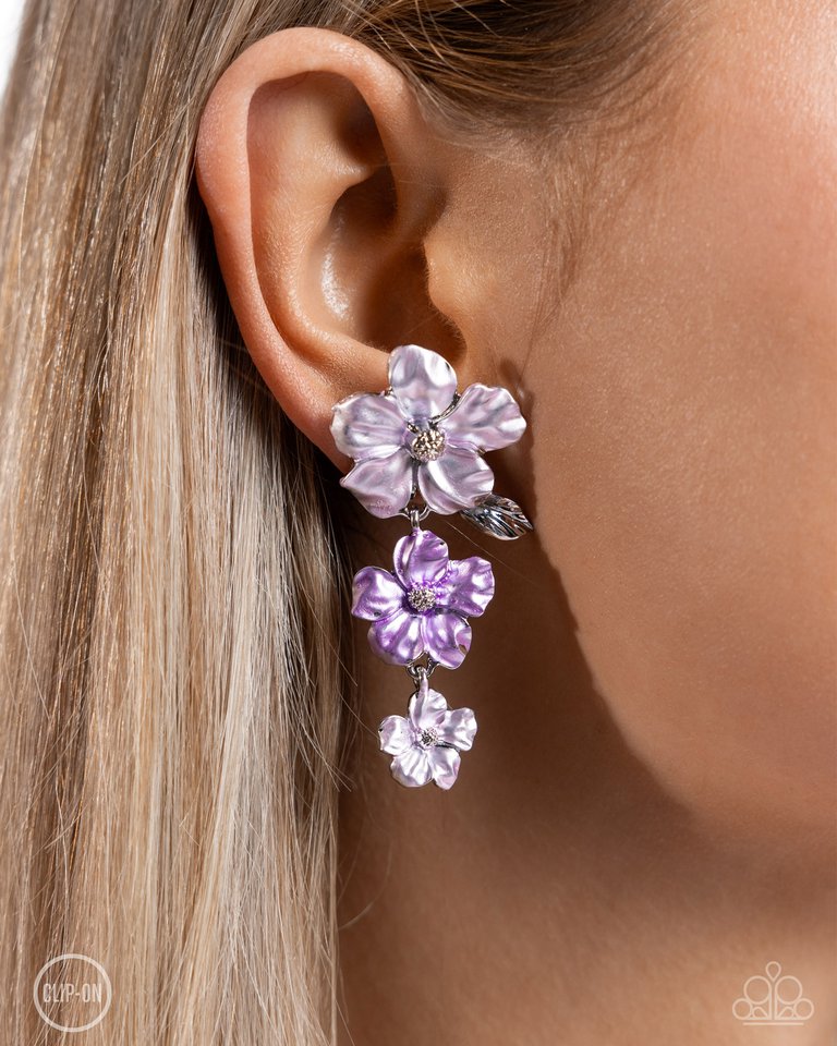 Balanced Bouquet - Purple - Paparazzi Earring Image