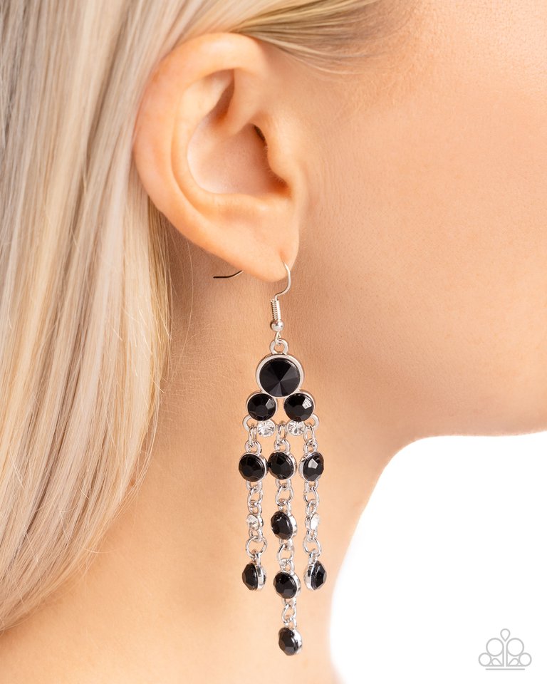 Cascading Clarity - Black - Paparazzi Earring Image