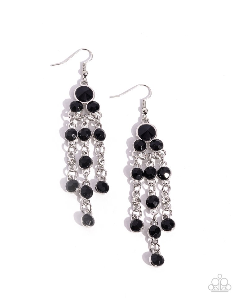 Cascading Clarity - Black - Paparazzi Earring Image