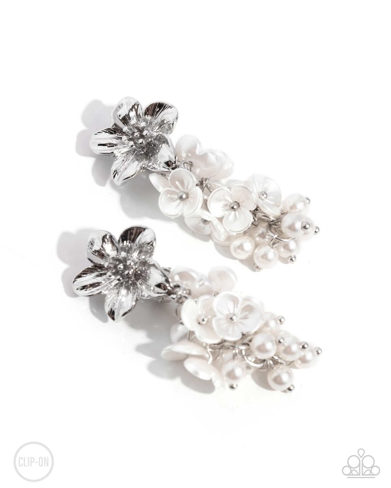 Bouquet Bling - White - Paparazzi Earring Image