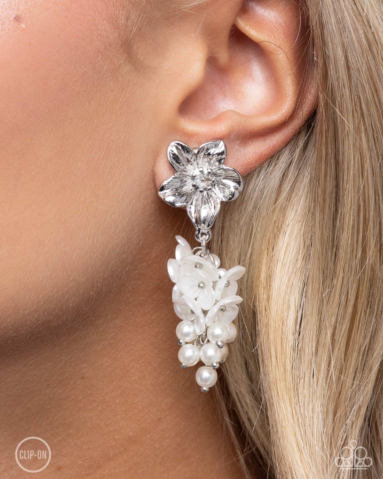 Bouquet Bling - White - Paparazzi Earring Image