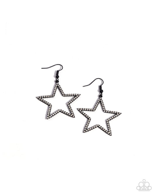 Streamlined Stars - Black - Paparazzi Earring Image