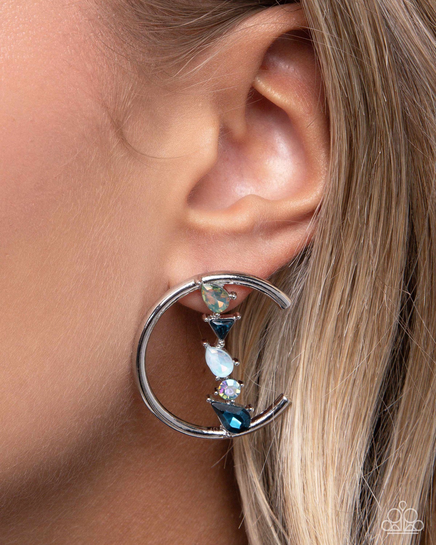 Pronged Patchwork - Blue - Paparazzi Earring Image