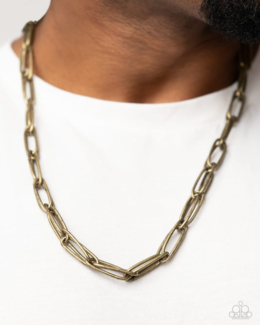 Paperclip Power - Brass - Paparazzi Necklace Image