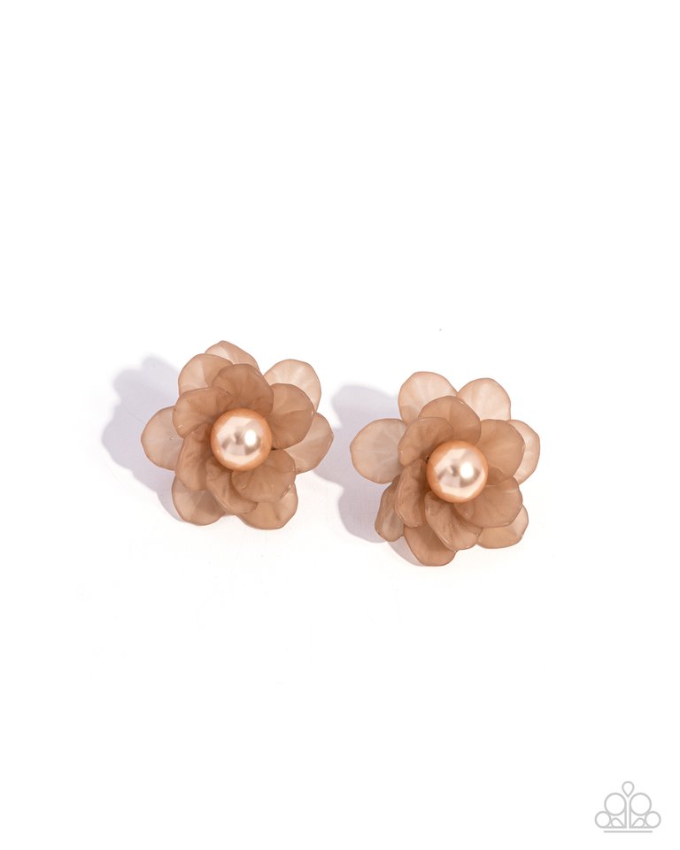 Blooming Backdrop - Brown - Paparazzi Earring Image