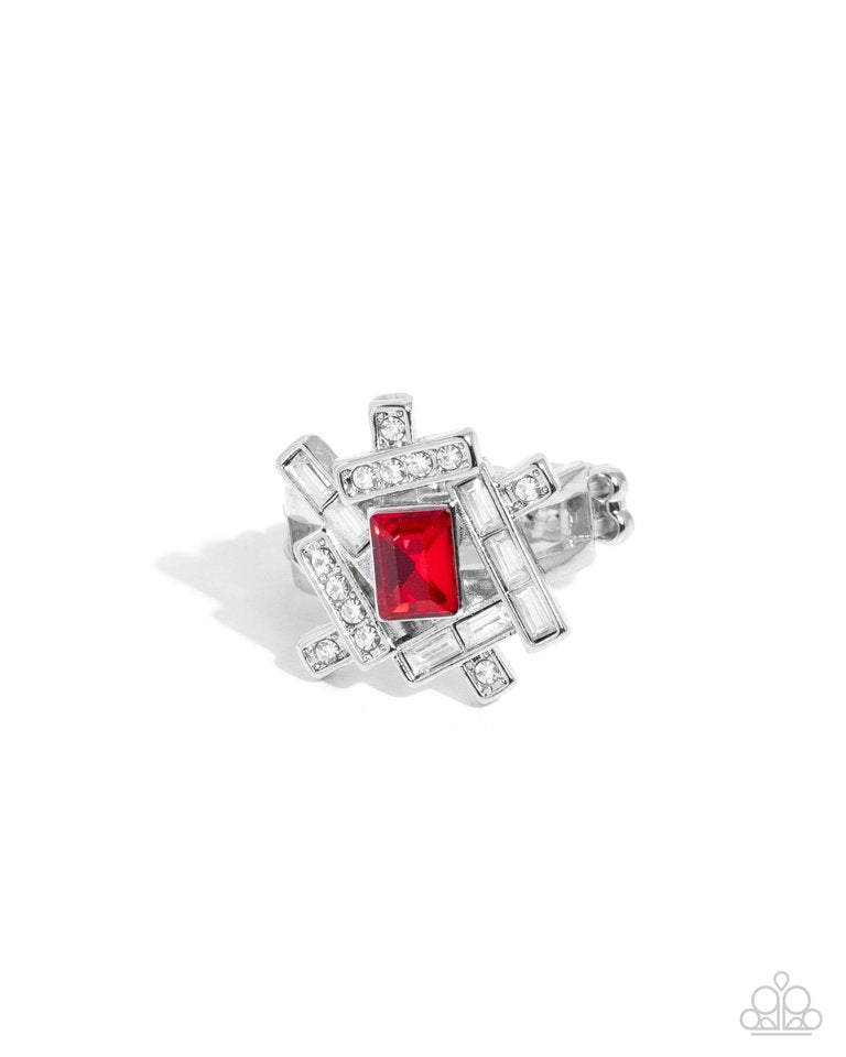 Tastefully Tilted - Red - Paparazzi Ring Image