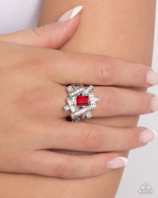 Tastefully Tilted - Red - Paparazzi Ring Image