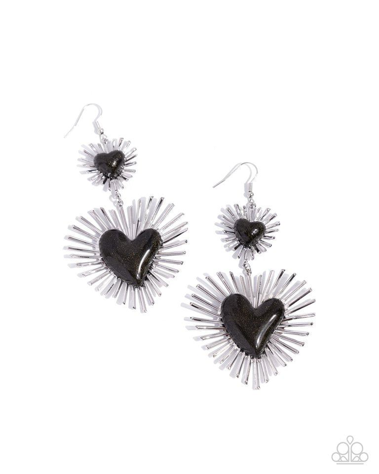 Sunburst Sweethearts - Black - Paparazzi Earring Image