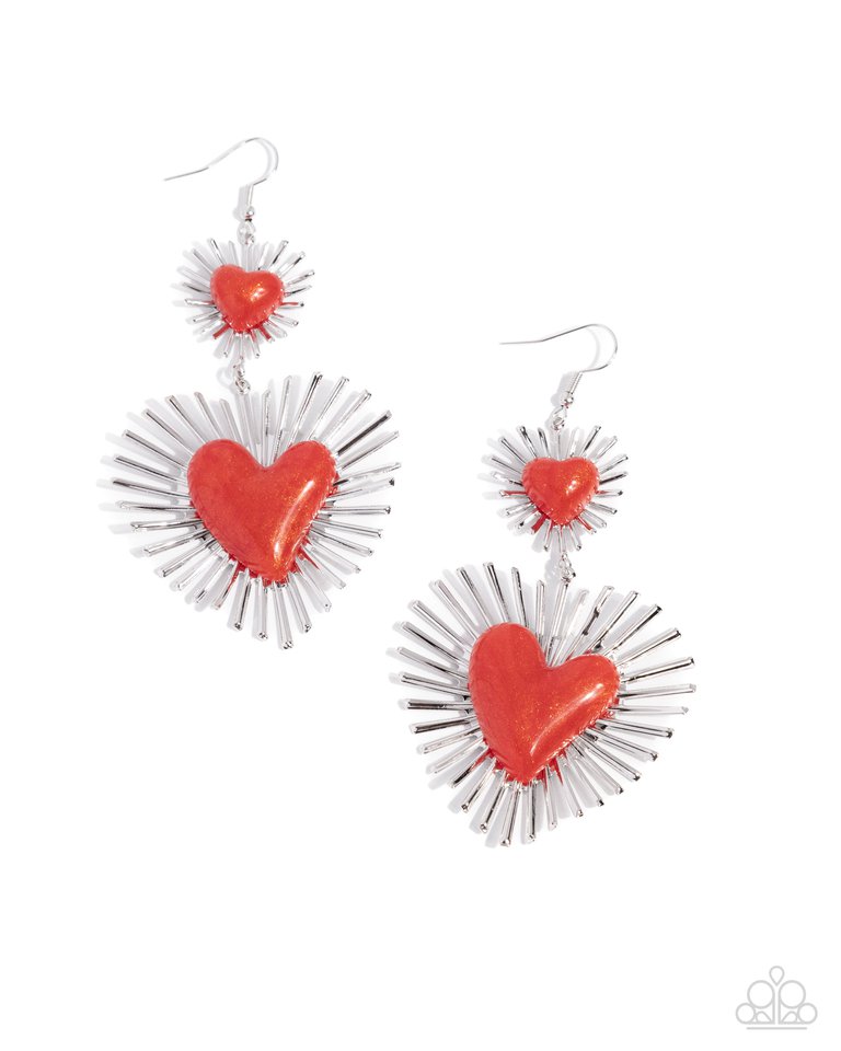 Sunburst Sweethearts - Red - Paparazzi Earring Image