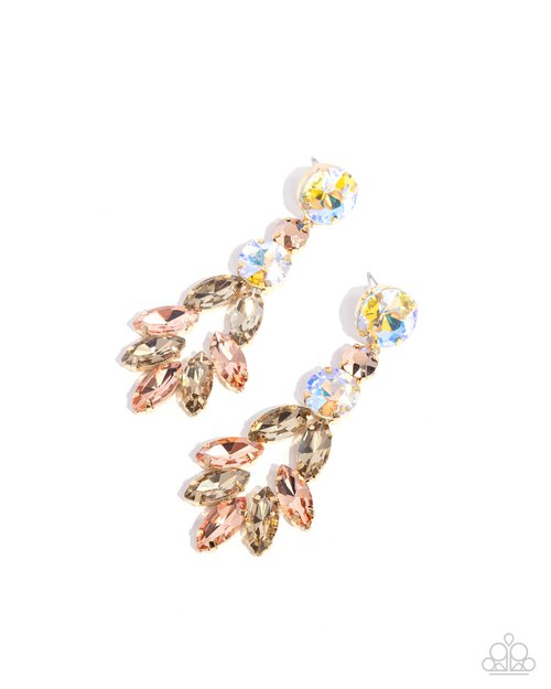 Cascading Cache - Gold - Paparazzi Earring Image