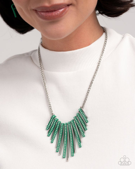 Fashionable Fringe - Green - Paparazzi Necklace Image