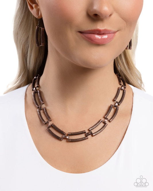 Technical Texture - Copper - Paparazzi Necklace Image