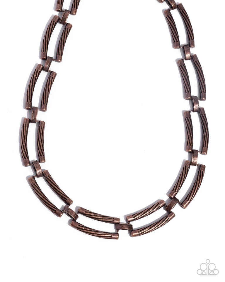 Technical Texture - Copper - Paparazzi Necklace Image