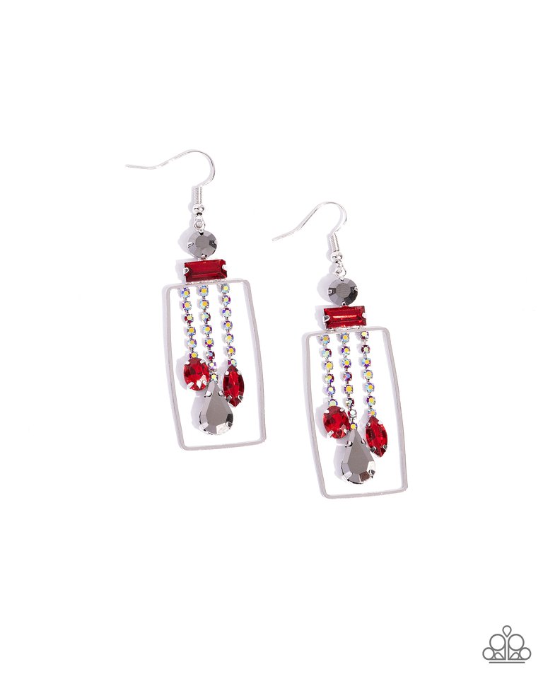 Framed Feature - Red - Paparazzi Earring Image