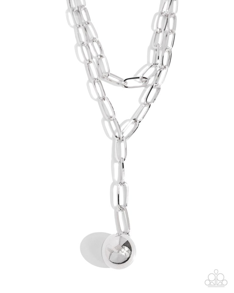 Balancing Ball - Silver - Paparazzi Necklace Image