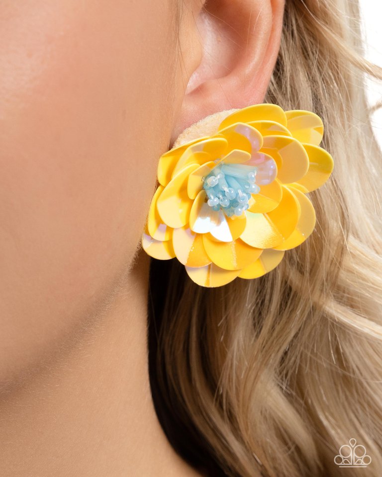 Floating Florals - Yellow - Paparazzi Earring Image