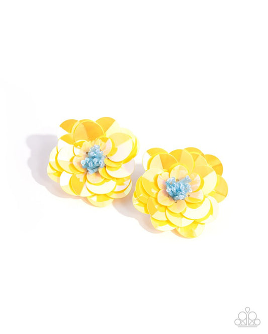 Floating Florals - Yellow - Paparazzi Earring Image