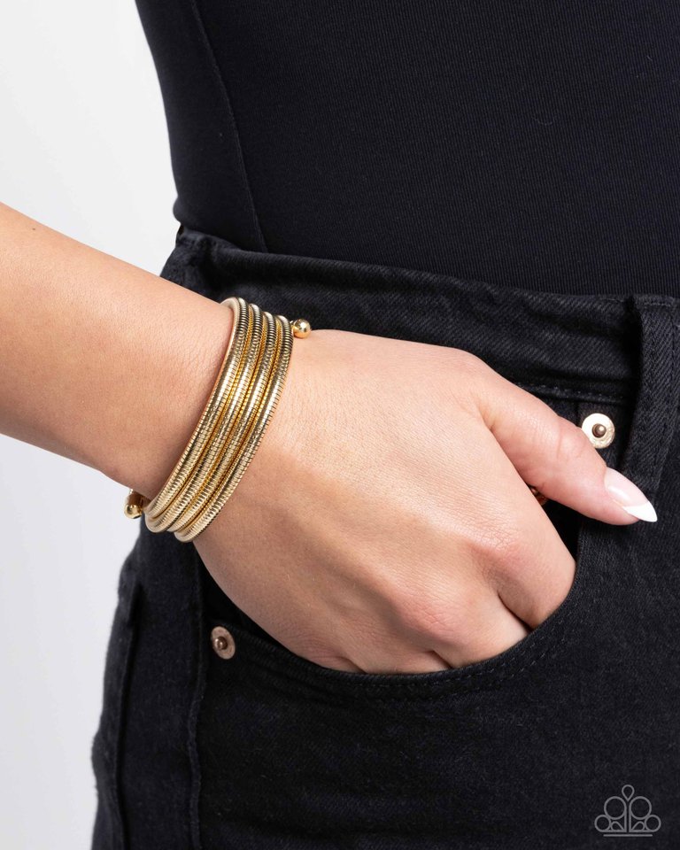 Coiled Command - Gold - Paparazzi Bracelet Image