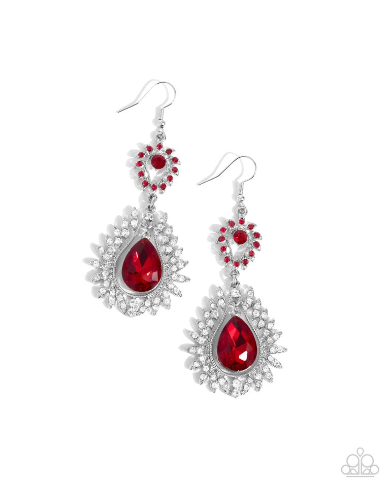 Teardrop Traveler - Red - Paparazzi Earring Image