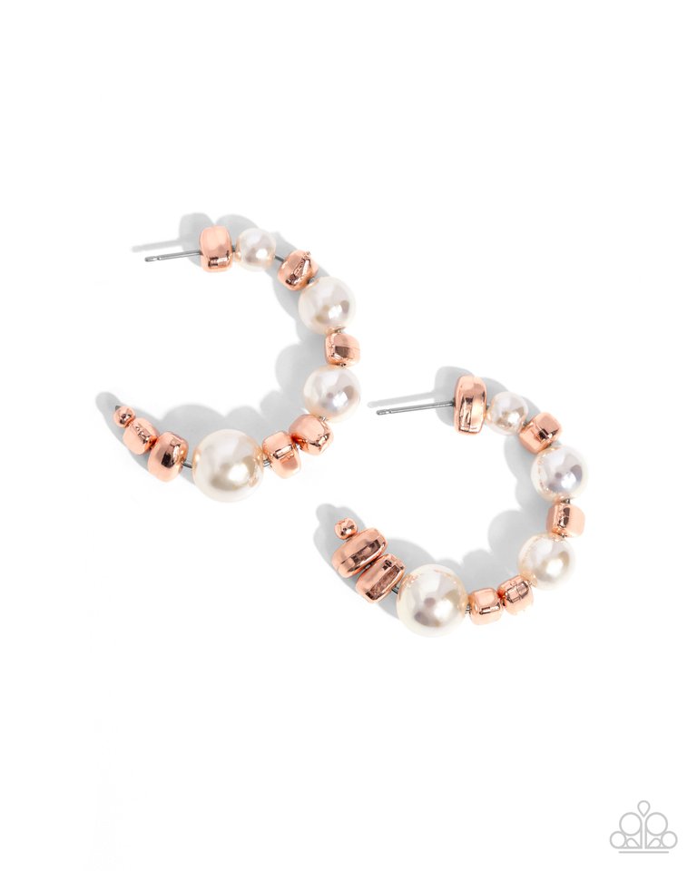 Playful Pearls - Copper - Paparazzi Earring Image