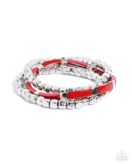 Colorful Cadenza - Red - Paparazzi Bracelet Image