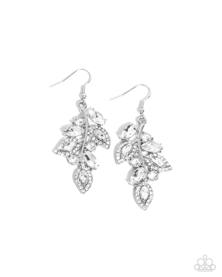 Flourishing Feature - White - Paparazzi Earring Image