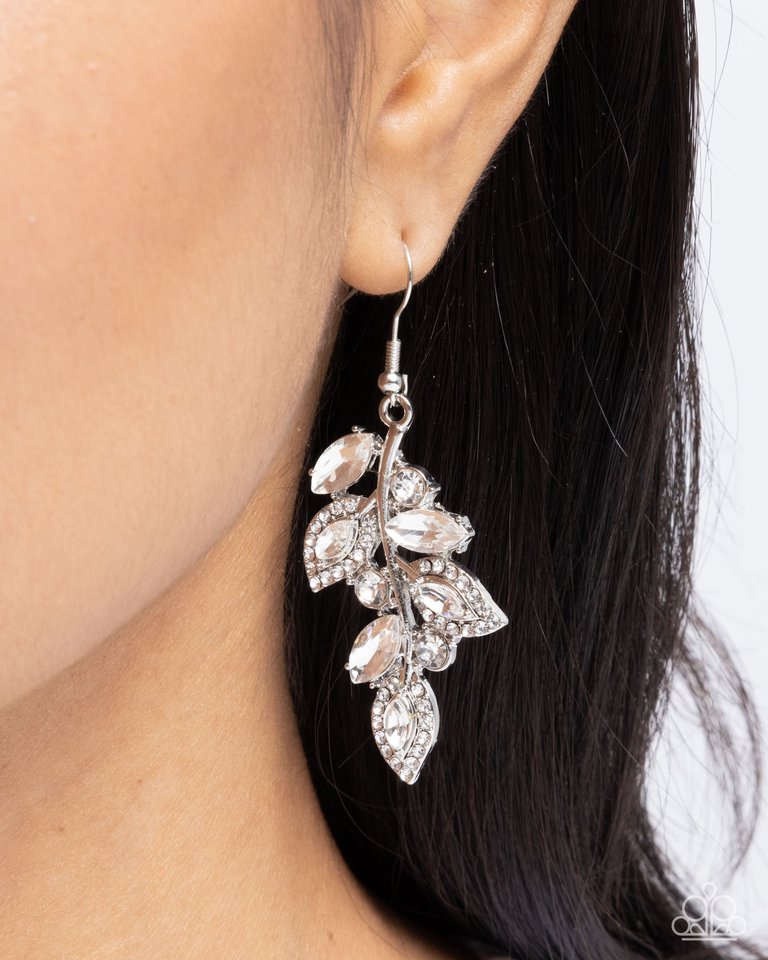 Flourishing Feature - White - Paparazzi Earring Image