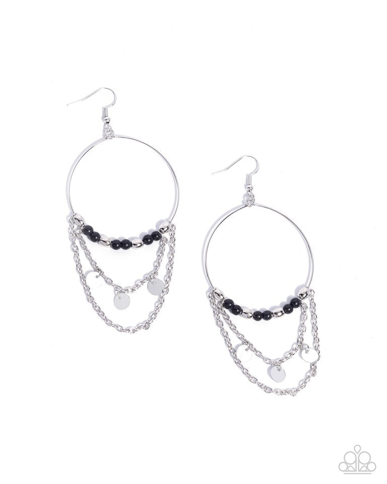 Fearless Fringe - Black - Paparazzi Earring Image