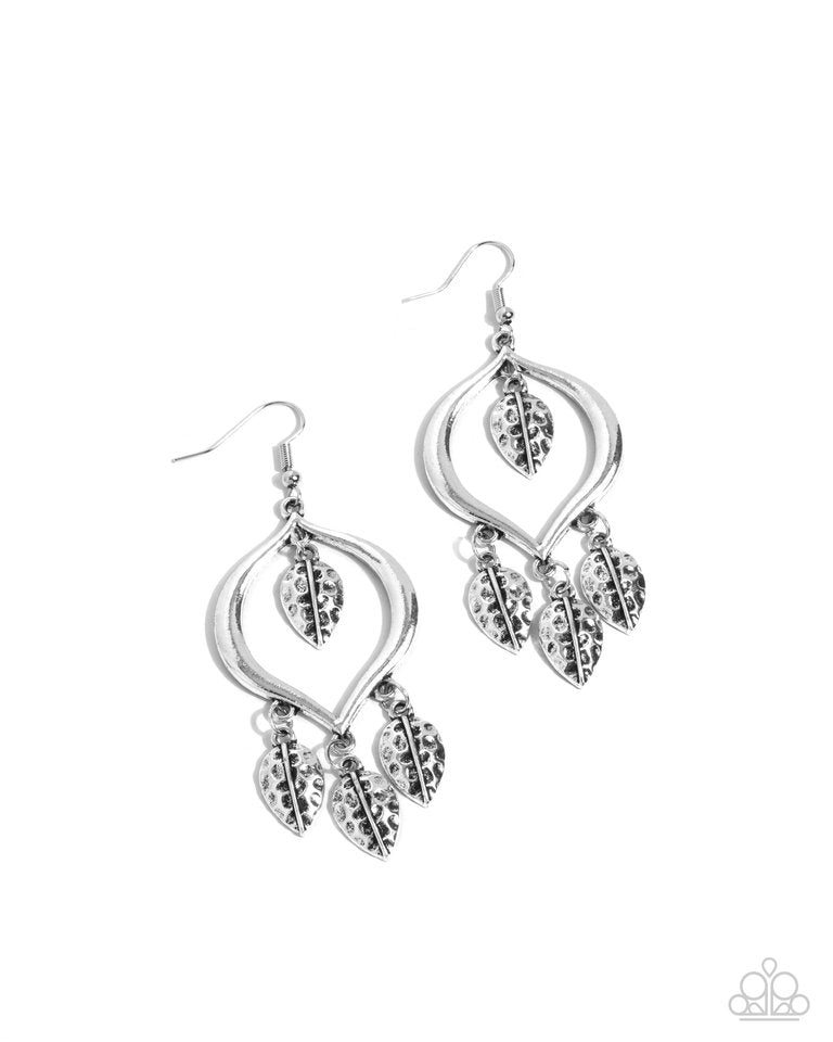 Leafy Landmark - Silver - Paparazzi Earring Image