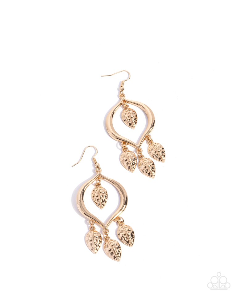 Leafy Landmark - Gold - Paparazzi Earring Image