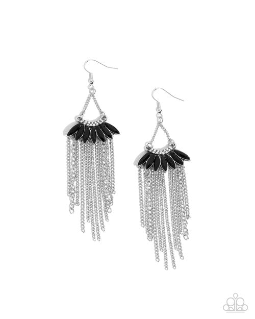 Fringe Feature - Black - Paparazzi Earring Image