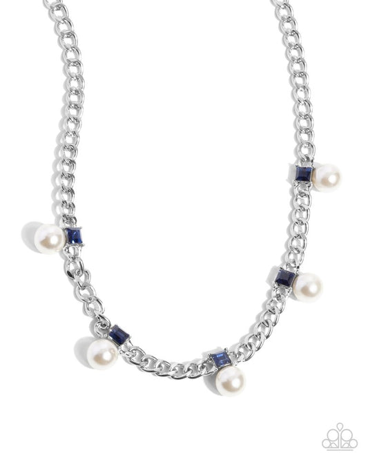 Pearl Pedestal - Blue - Paparazzi Necklace Image