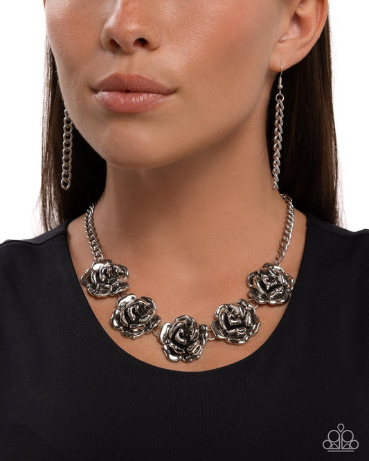 Refreshing Roses - Silver - Paparazzi Necklace Image