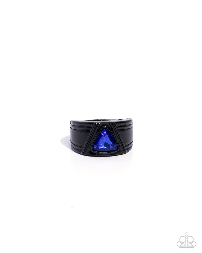 Trenchant Triangle - Blue - Paparazzi Ring Image