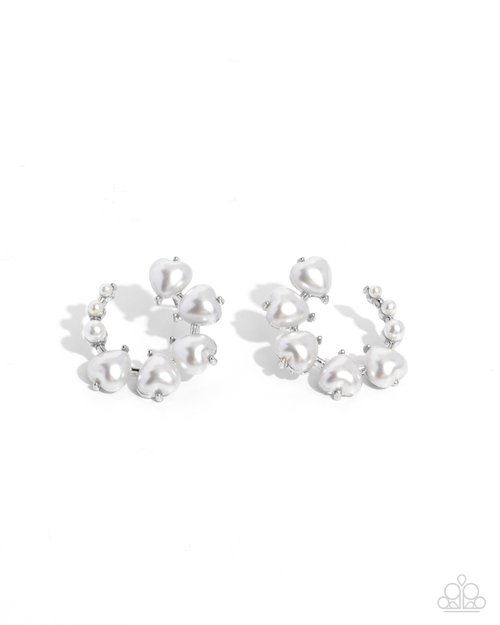 Castle Courting - White - Paparazzi Earring Image