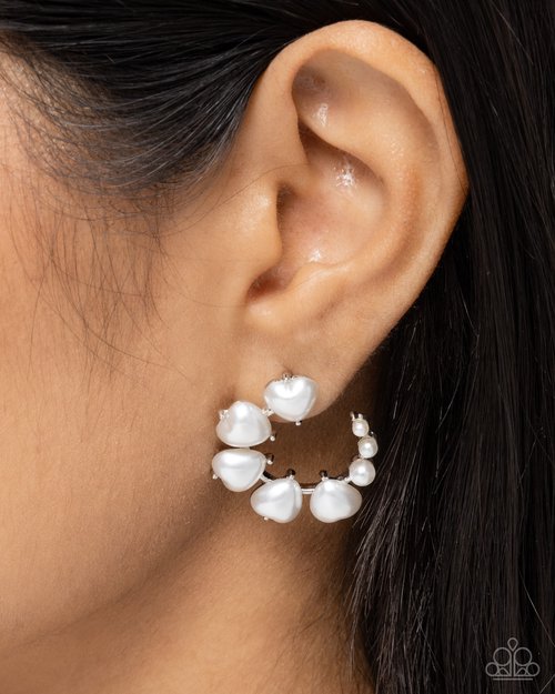 Castle Courting - White - Paparazzi Earring Image