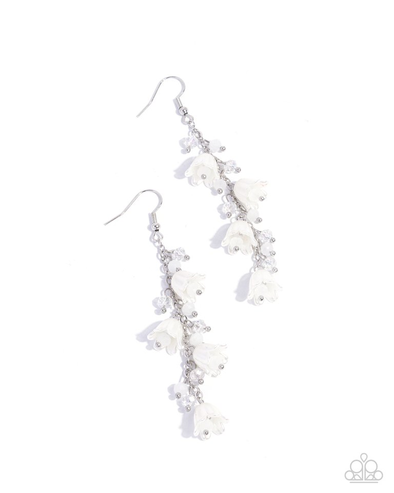 Snow Drops - White - Paparazzi Earring Image