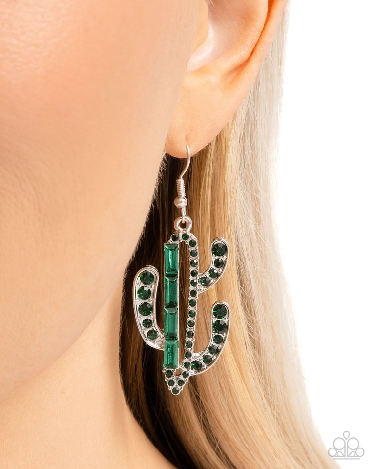 Cactus Confidence - Green - Paparazzi Earring Image