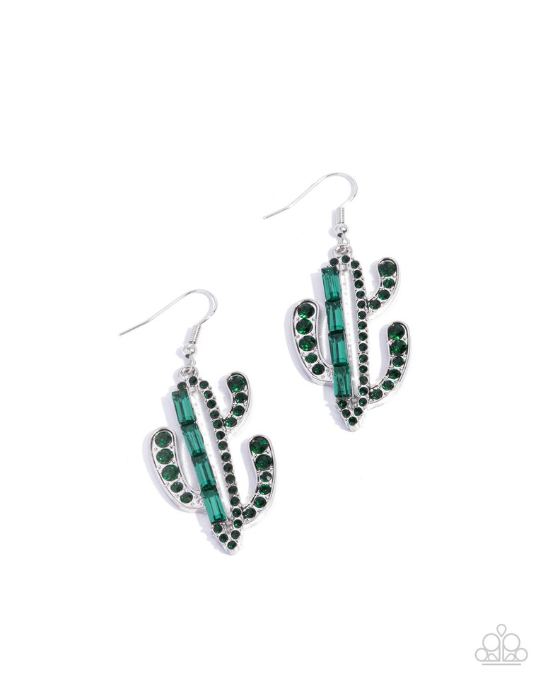 Cactus Confidence - Green - Paparazzi Earring Image