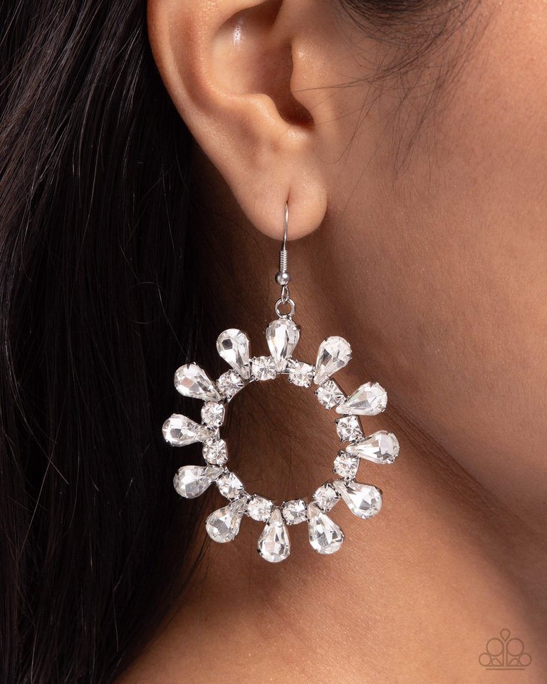 Wreathed Wish - White - Paparazzi Earring Image