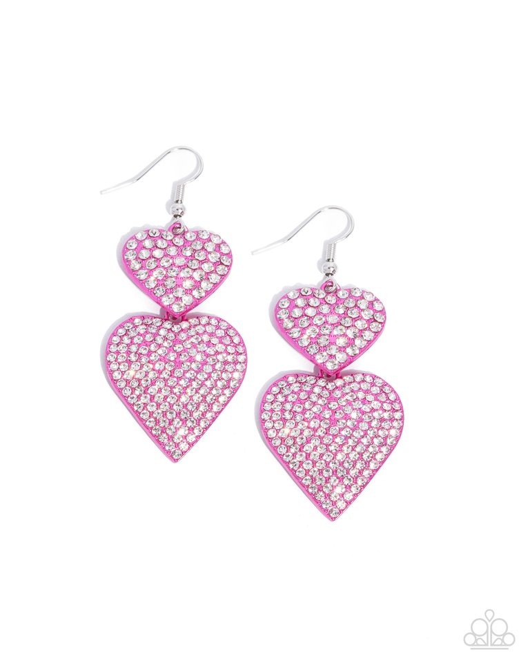 Never Enough Sparkle - Pink - Paparazzi Earring Image