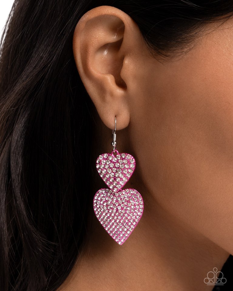 Never Enough Sparkle - Pink - Paparazzi Earring Image