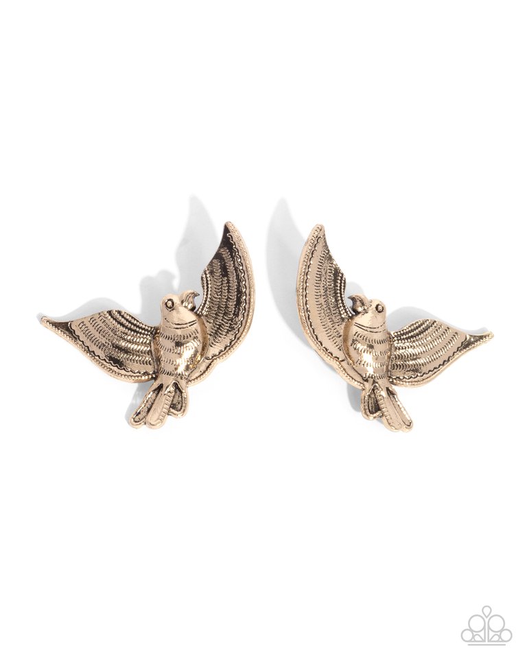 Bird of PLAY - Gold - Paparazzi Earring Image