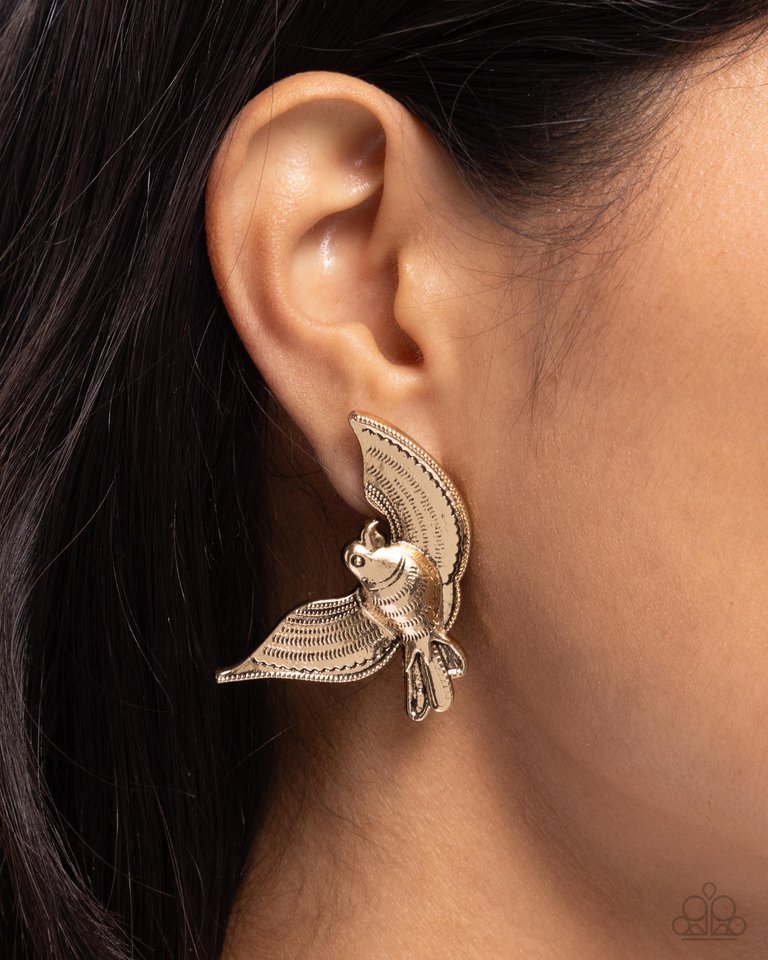 Bird of PLAY - Gold - Paparazzi Earring Image